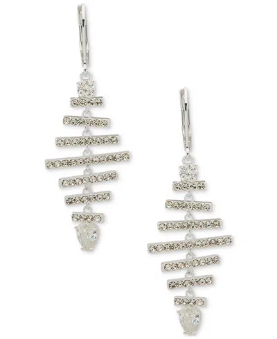 Anne Klein Silver-tone Crystal Bar Chandelier Statement Drop Earrings