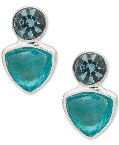 Anne Klein Silver-tone Crystal Bezel Set Stone Stud Earrings In Multi