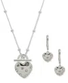 Anne Klein Silver-tone Crystal Heart Pendant Necklace & Earrings Set In Crystal,silver