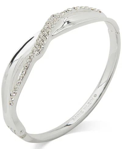 Anne Klein Silver-tone Crystal Infinity Motif Hinge Bracelet In Metallic