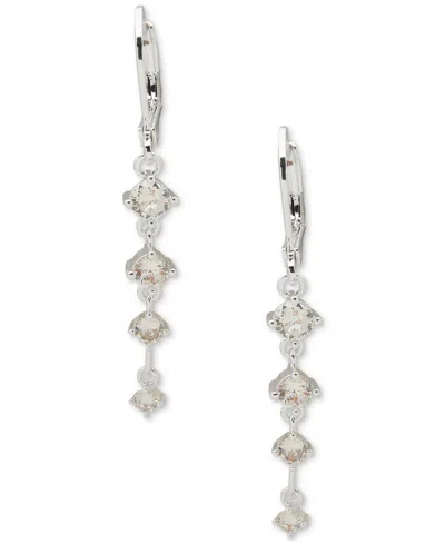 Anne Klein Silver-tone Crystal Linear Drop Earrings