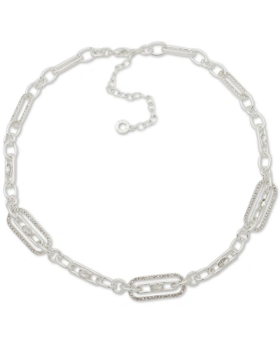 Anne Klein Silver-tone Crystal Link Collar Necklace, 16" + 3" Extender