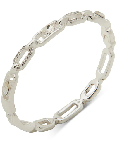 Anne Klein Silver-tone Crystal Pave Link Stretch Bracelet
