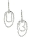 Anne Klein Silver-tone Double Flat Chain Cubic Zirconia Drop Earrings