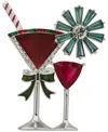 Anne Klein Silver-tone Festive Holiday Martini Pin In Multi