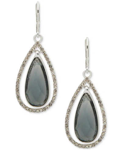 Anne Klein Silver-tone Large Teardrop Crystal Orbital Drop Earrings In Multi