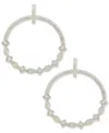 Anne Klein Silver-tone Mixed Crystal Drop Hoop Earrings In Crystal Wh