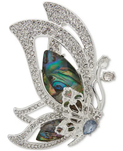 Anne Klein Silver-tone Mixed Stone Butterfly Pin