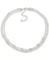 Anne Klein Silver-tone Multi Row Cubic Zirconia Chain Baguette Necklace, 19-1/2" + 3" Extender