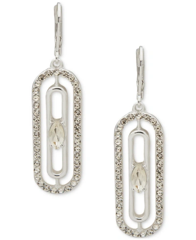 Anne Klein Silver-tone Navette Pave Orbital Earrings In Crystal