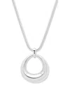 Anne Klein Silver-tone Open Puffy Oval Pendant Necklace, 16"+ 3" Extender In Silver