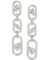Anne Klein Silver-tone Pave & Mixed-cut Stone Link Triple Drop Earrings In Crystal