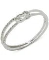 Anne Klein Silver-tone Pave Interlocked Open Bangle Bracelet