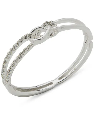 Anne Klein Silver-tone Pave Interlocked Open Bangle Bracelet