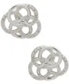 Anne Klein Silver-tone Pave Interlocking Ring Stud Earrings