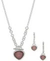 Anne Klein Silver-tone Pear-shape Stone Pendant Necklace & Drop Earrings Set