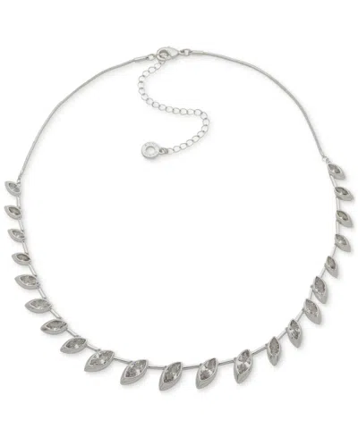 Anne Klein Silver-tone Stationed Navette Stone Necklace