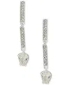 Anne Klein Silver-tone Stone & Crystal Bar Pear Linear Drop Earrings In Crystal