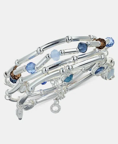 Anne Klein Silver-tone 4-pc. Blue Shaky Stone Stretch Bracelets In Orange