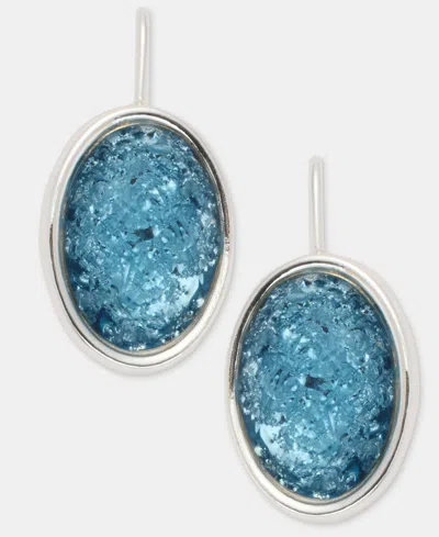 Anne Klein Silver-tone Blue Stone Drop Earrings In Gold