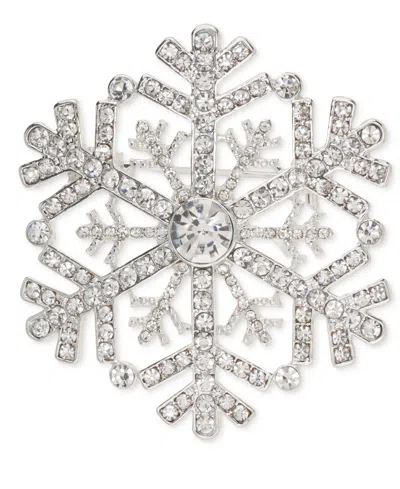Anne Klein Silver-tone Crystal Snowflake Pin