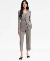 Anne Klein Single Button Blazer Vest Cropped Pants In Gray