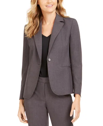 Anne Klein Single-button Notched-lapel Blazer In Zinc,anne Black