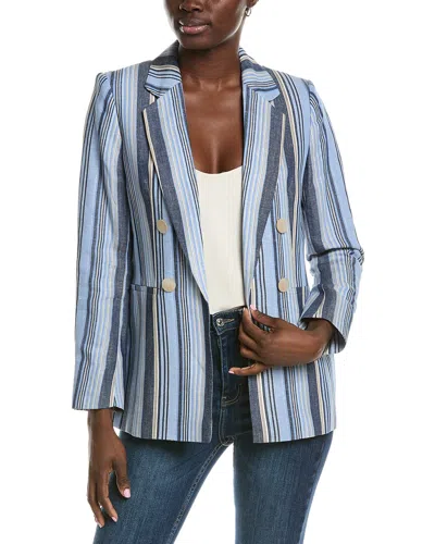 Anne Klein Sleeve Slit Stripe Blazer In Blue