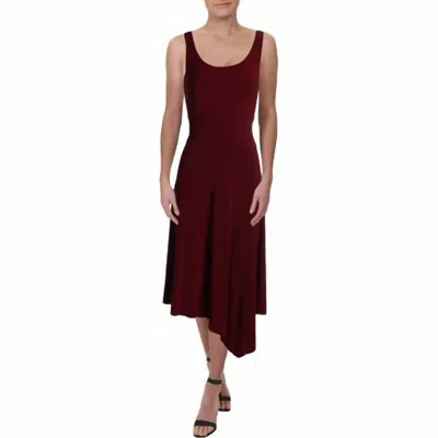 Anne Klein Sleeveless Asymmetrical Dress In Cordovan In Burgundy