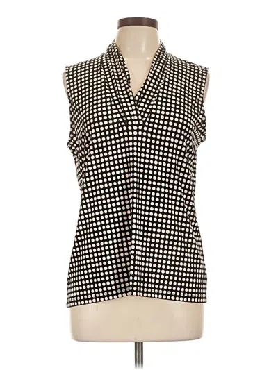 Pre-owned Anne Klein Sleeveless Button Down Shirt In Black