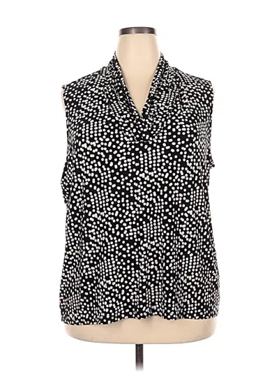 Pre-owned Anne Klein Sleeveless Button Down Shirt In Black