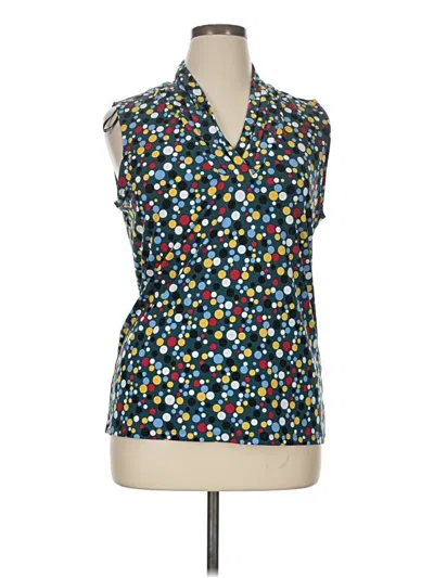 Pre-owned Anne Klein Sleeveless Button Down Shirt In Blue