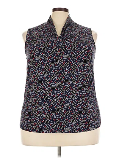Pre-owned Anne Klein Sleeveless Button Down Shirt In Blue