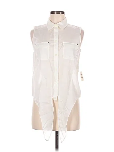 Anne Klein Sleeveless Button Down Shirt In Ivory