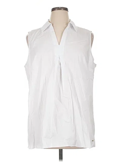 Anne Klein Sleeveless Button Down Shirt In White