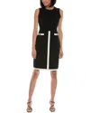 Anne Klein Contrast Trim Sleeveless Sweater Dress In Black