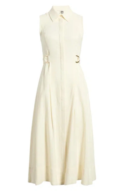 Anne Klein Sleeveless Linen Blend Midi Dress In Neutral