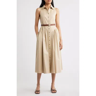 Anne Klein Sleeveless Midi Shirtdress In Neutral