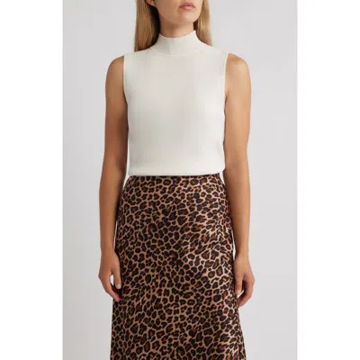 Anne Klein Sleeveless Mock Neck Sweater In White