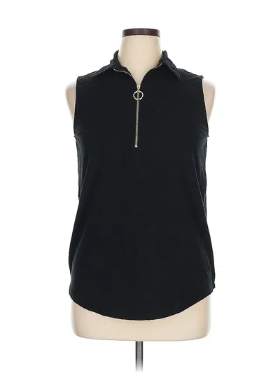 Pre-owned Anne Klein Sleeveless Polo Shirt In Black