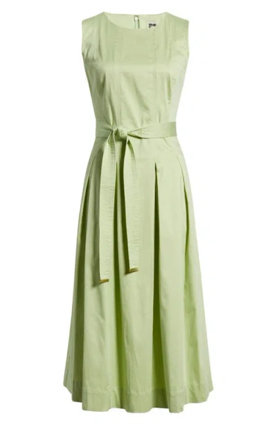 Anne Klein Sleeveless Stretch Cotton Midi Dress In Green