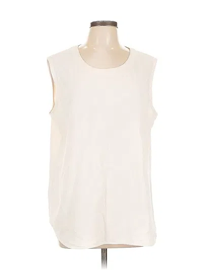 Pre-owned Anne Klein Sleeveless Top Ivory Crew Neck Tops In White