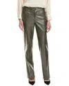 Anne Klein Womens Metallic Faux Leather Bootcut Pants In Grey