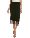 Anne Klein Mesh Overlay Midi Skirt In Black