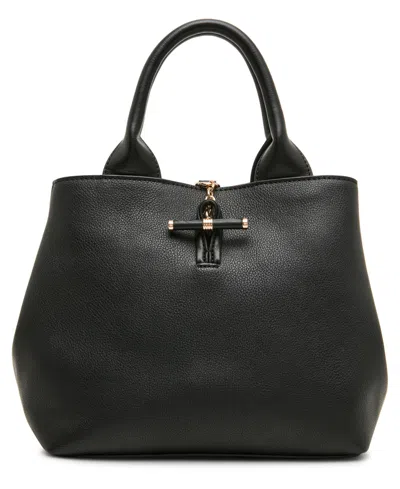 Anne Klein Small Convertible Crossbody Satchel Handbag In Black