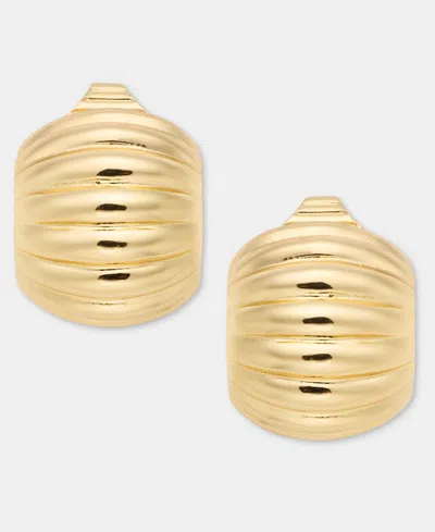 Anne Klein Small Domed Fluted Clip-on Hoop Earrings, 0.7" In Gold