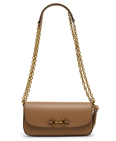 Anne Klein Small Horse Bit Flap Shoulder Handbag In Brown