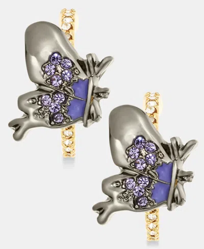 Anne Klein Small Pave Butterfly C-hoop Earrings, 0.62" In Multi