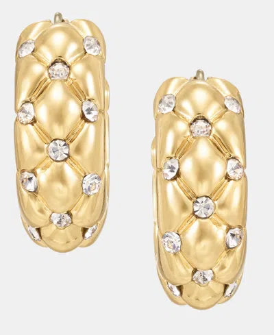 Anne Klein Small Pave Quilted Hoop Earrings, 0.88" In Gold