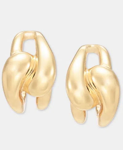 Anne Klein Small Twisted C-hoop Earrings, 0.52" In Gold
